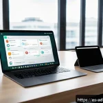 Home 19 다크 소셜 마케팅 캠페인 설계하기 - A professional digital marketing workspace showing a laptop screen with analytics dashboards highlig...
