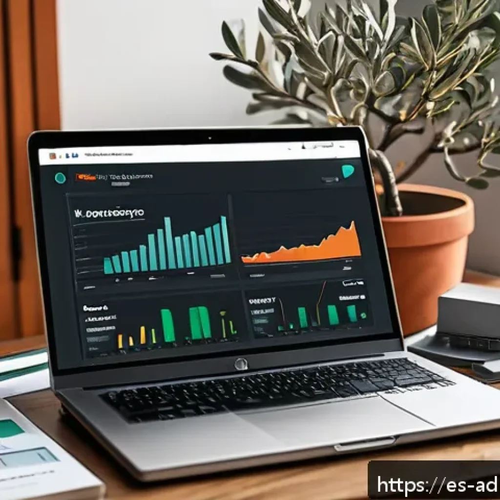 다크 소셜 마케팅과 SEO의 상관관계 - A modern digital marketing workspace showing a professional Spanish content creator analyzing web tr...